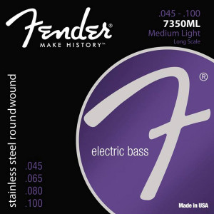 Fender Stainless 7350s snarenset elektrische basgitaar stainless steel roundwound medium light.045-.065-.080-.100