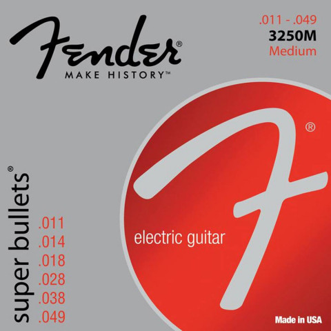 Fender Super Bullets snarenset elektrisch nickel roundwound medium.011-.014-.018-.025-.038-.048