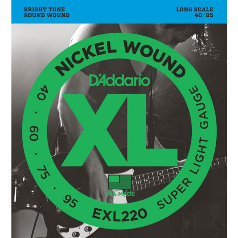 DAddario XL Nickel Round Wound Bass snarenset longscale basgitaar super light .040-.060-.075-.095