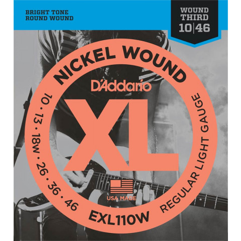 DAddario XL Nickel Round Wound snarenset elektrisch regular light wound 3rd.010-.013-.018w-.026-.036-.046